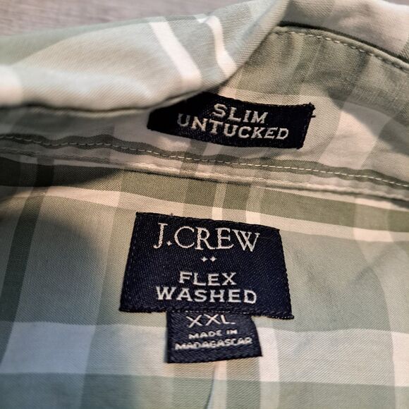 New J Crew Shirt Mens XXL Button Up Flex Washed Slim Untucked Green Plaid NWT - Picture 3 of 11